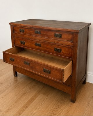 Cómoda antigua de madera maciza con 4 cajones gran