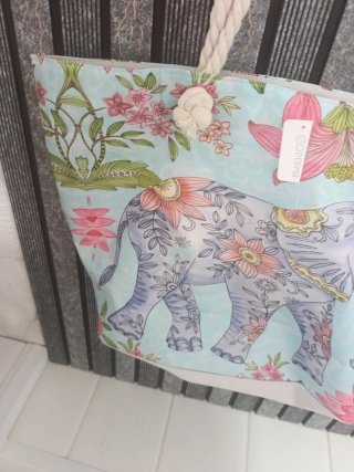 Bolso de playa y monedero elefante