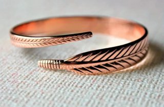 Pulsera Cobre 99,99% Diseño Pluma
