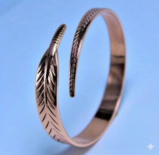 Pulsera Cobre 99,99% Diseño Pluma
