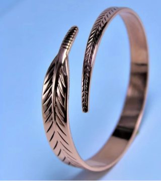 Pulsera Cobre 99,99% Diseño Pluma