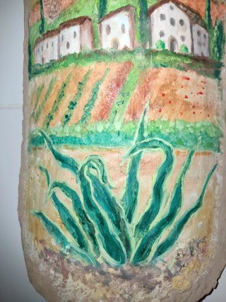 Teja catalana pintada paisaje