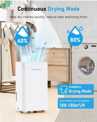 Deumidificatore 12L/Giorno Drenaggio Continuo
