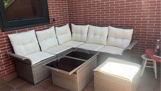 Conjunto Muebles Jardín Rinconera Mesa Cristal