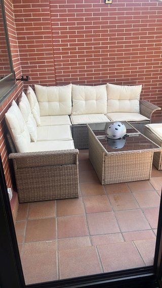 Conjunto Muebles Jardín Rinconera Mesa Cristal