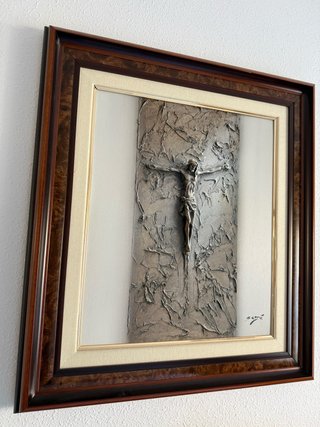 Cuadro de Jesús en metal y madera