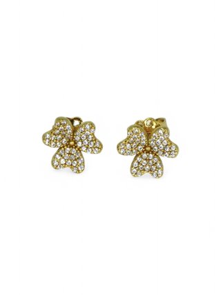 Pendientes flor circonitas oro 18k - ref.12194