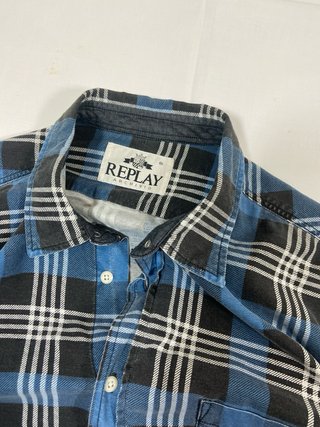 Camisa de Cuadros Replay Azul y Negra Talla XL