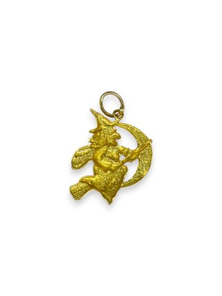 Colgante media luna con bruja oro 18k - ref.13827