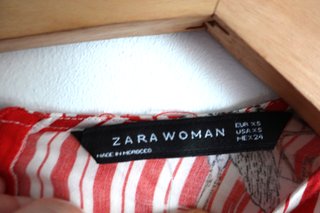 Blusa Zara Rayas Rojas Estampado Aves