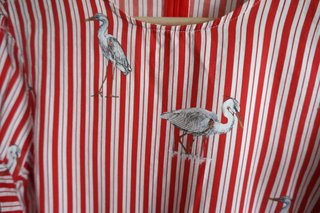 Blusa Zara Rayas Rojas Estampado Aves