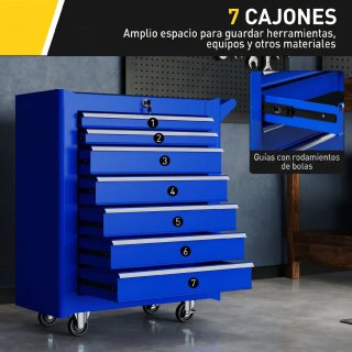 Carro de herramientas 7 cajones con cerradura