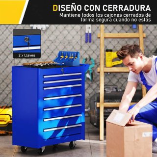 Carro de herramientas 7 cajones con cerradura