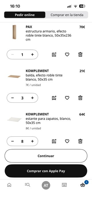 Armario roble Ikea Pax 150 cm. 1 año de uso