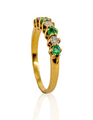 Anillo esmeraldas y diamantes oro 18k - ref.15644