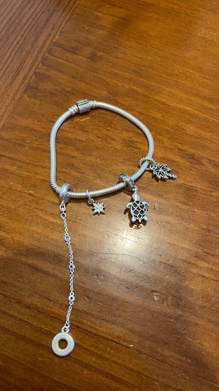 Pulsera Pandora Plata con Dijes Tortuga y Palmera
