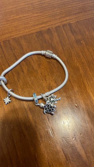 Pulsera Pandora Plata con Dijes Tortuga y Palmera