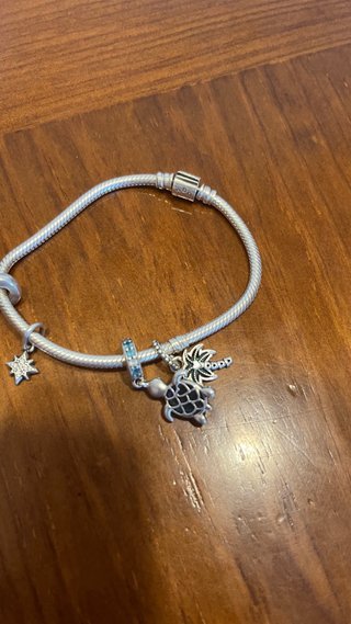 Pulsera Pandora Plata con Dijes Tortuga y Palmera