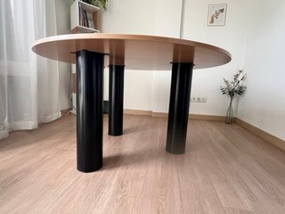 Mesa comedor redonda madera y metal