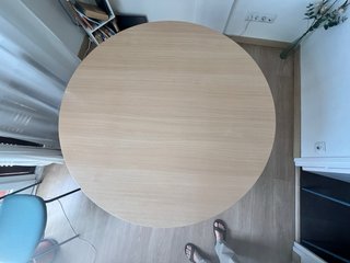 Mesa comedor redonda madera y metal