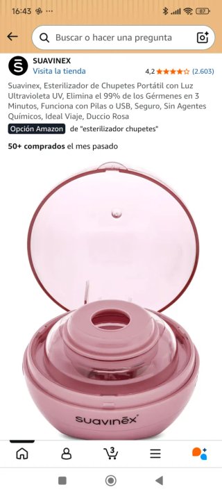 Esterilizador Suavinex Portátil Rosa