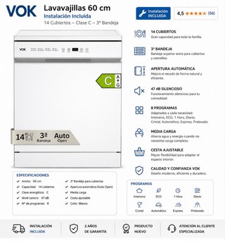 NUEVO LAVAVAJILLAS VOK 60 CM 3 BANDEJAS!