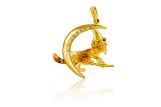 Colgante bruja luna circonitas oro 18k - ref.15017