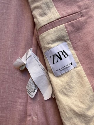 Blazer Zara Lino Rosa Talla M