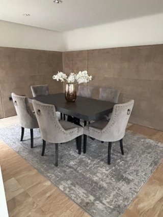 Mesa comedor grande + 6 sillas tapizadas
