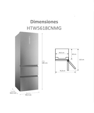 Frigorífico Haier 3D 60 Series 5 nevera color Inox