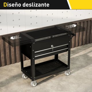 Carro de herramientas negro con ruedas
