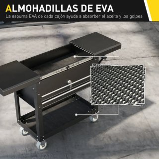 Carro de herramientas negro con ruedas