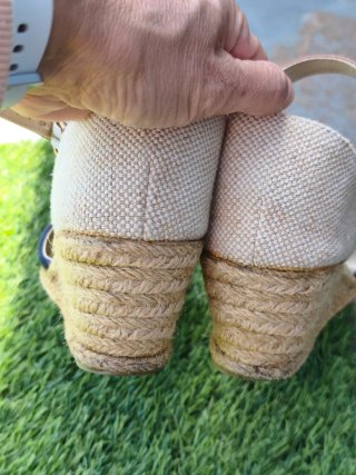 Alpargatas cuña azul y beige talla 37