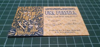 1 Peseta Ajuntament Barcelona 1937 SC