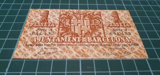 1 Peseta Ajuntament Barcelona 1937 SC