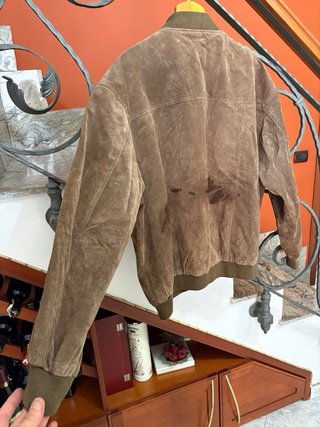 Giacca bomber in vera pelle scamosciata vintage