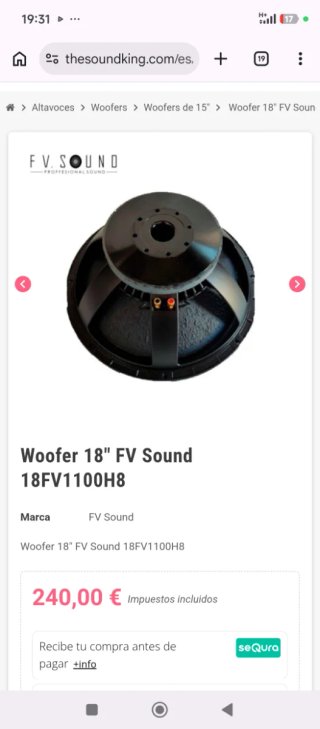 Altavoz XTA fv 18 1100W RMS Subgrave
