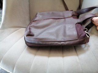Bolso Slang Marrón/Morado Piel y Ante
