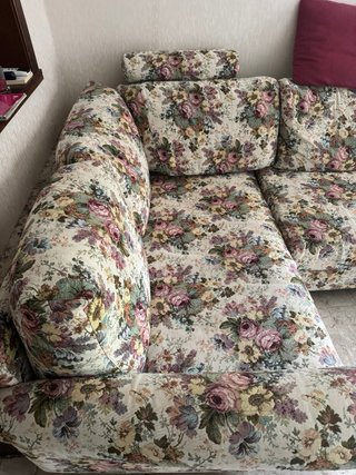 Divano angolare tessuto gobelin floreale