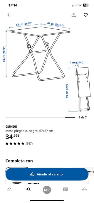 Mesa Plegable Gunde Negra