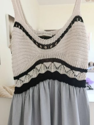 Maxi abito estivo donna vintage beige/grigio