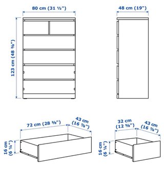 Cómoda Malm Ikea 6 cajones Blanca