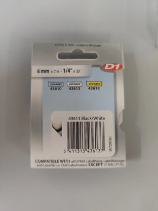 Cinta Dymo D1 Negra 6mm