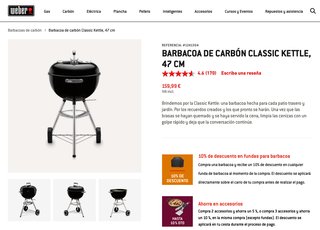BARBACOA WEBER CLASSIC KETTLE, 47 CM