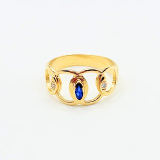 Anillo de oro de 18k con piedras, 3.71 g, T-15.