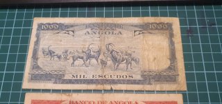 2 Billetes Angola 1000 y 500 Escudos