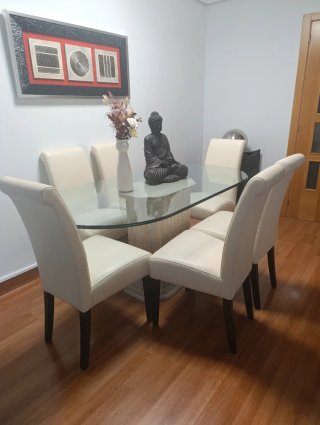 Sillas comedor blanco roto, set de 6