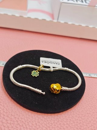 Pulsera Pandora 19cm + Charm Trébol Dorado