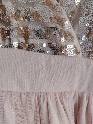 Vestido fiesta lentejuelas y tul rosa