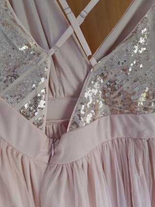 Vestido fiesta lentejuelas y tul rosa